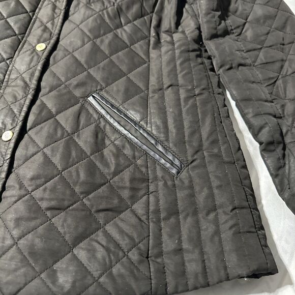 Ralph Lauren Black Quilted Jacket Gold Snaps Size S - Picture 5 of 16
